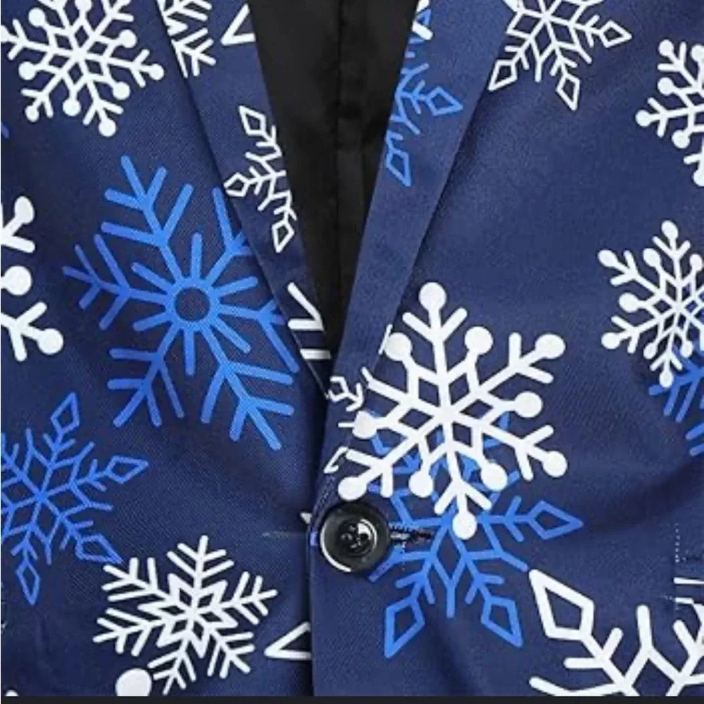 Wisholic Men’s Blue Snowflake FestiveJacket  Chest 54”
Single button closure - Picture 4 of 7